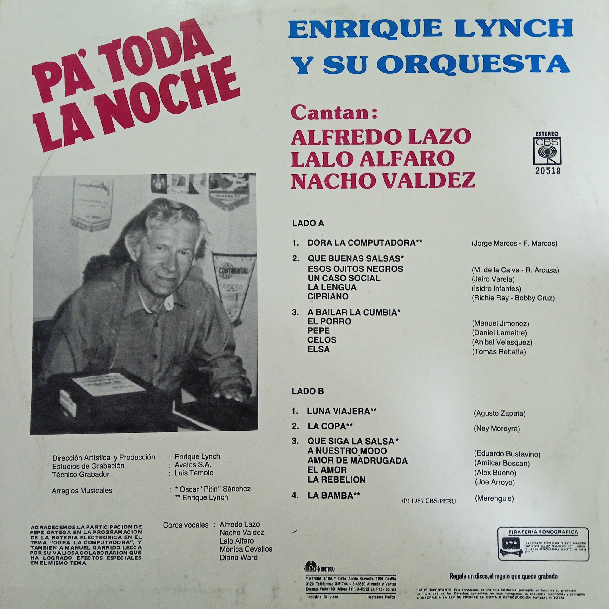 Enrique Lynch y Su Orquesta. Pa' Toda La Noche – Centro Musical